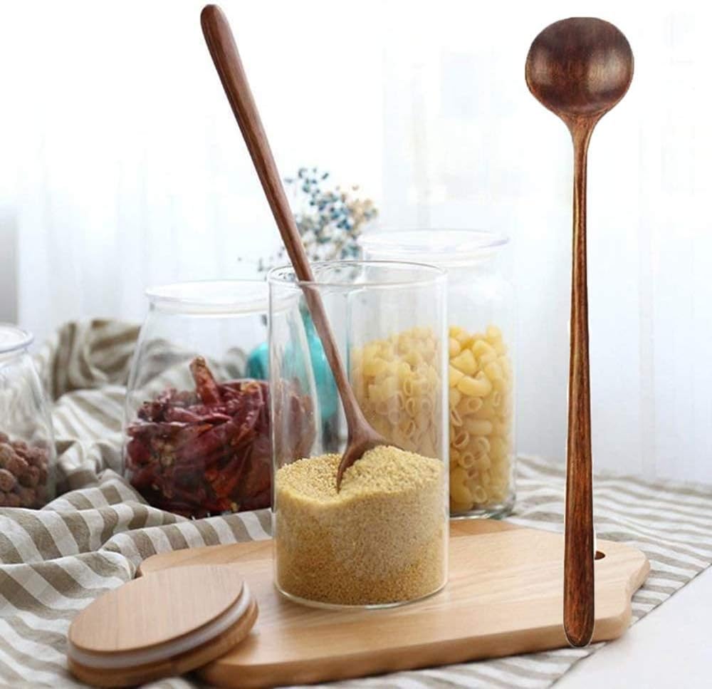 Gkhowiu Ustensiles de Cuisine en Bois Ensemble D'Ustensiles de Cuisine avec Spatule Wok Pinces Alimentaires CuillèRe de Cuisson Baguettes de Riz Palette
