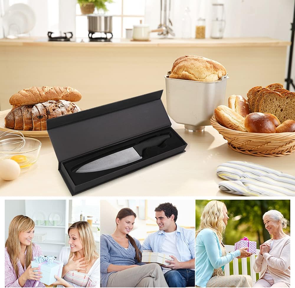 LinStyle Couteau Ceramique, 18 cm Lame Céramique Couteau Cuisine, Couteau de Chef avec Manche Ergonomique, Couteaux et Ustensiles de Cuisine pour Couper Fruits Légumes Viande, Noir