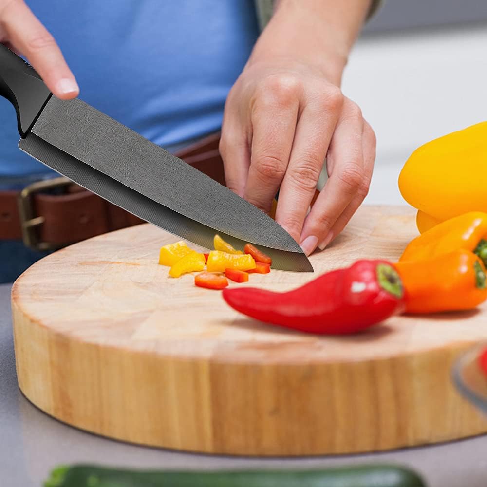 LinStyle Couteau Ceramique, 18 cm Lame Céramique Couteau Cuisine, Couteau de Chef avec Manche Ergonomique, Couteaux et Ustensiles de Cuisine pour Couper Fruits Légumes Viande, Noir