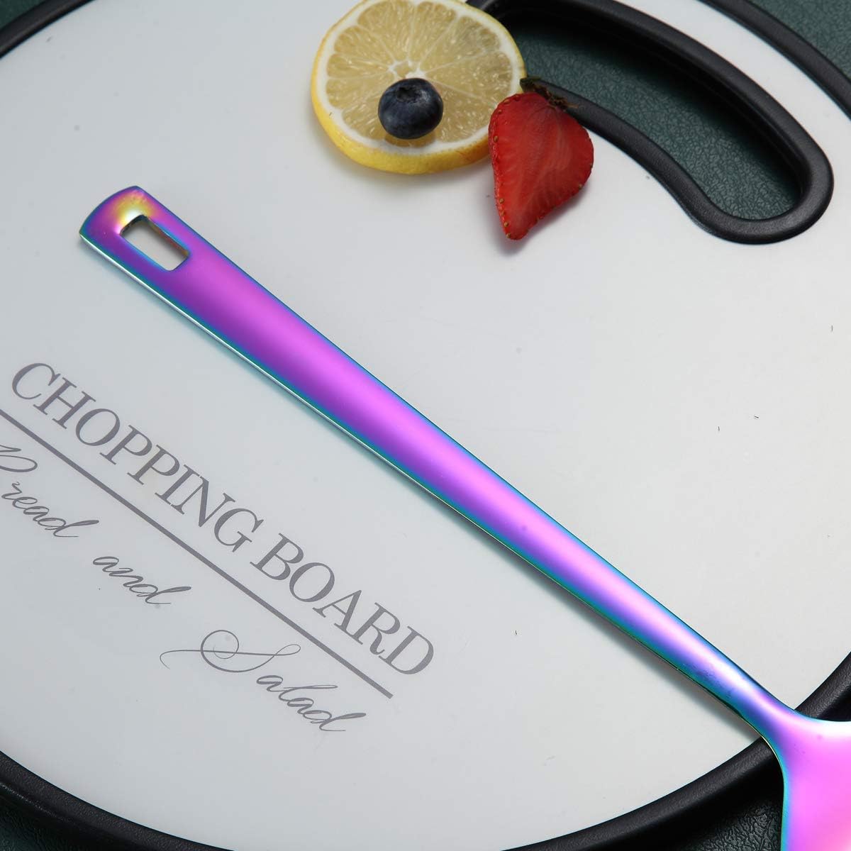Ensemble D'ustensiles de Cuisine Arc-En-Ciel, Ensemble D'ustensiles de Cuisine en Acier Inoxydable de 13 Pièces Avec Placage Arc-En-Ciel en Titane, Ensemble D'outils de Cuisine Avec Porte-Ustensiles