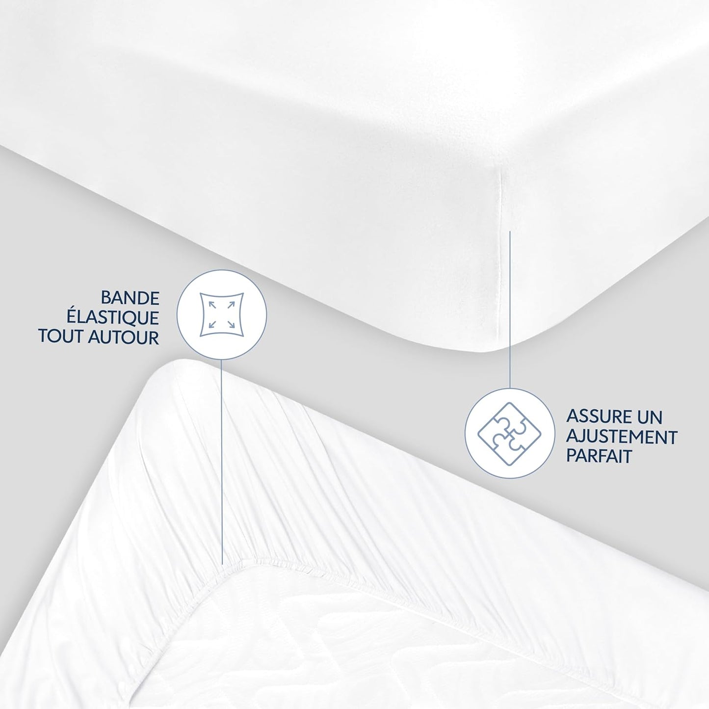 Dreamzie Drap Housse 140x190/200 cm pour Matelas Épais jusqu'à 33 cm - 100% Polyester Microfibre - Blanc Certifié sans Produits Chimiques (Oeko TEX), Drap Housse avec Élastique Complet