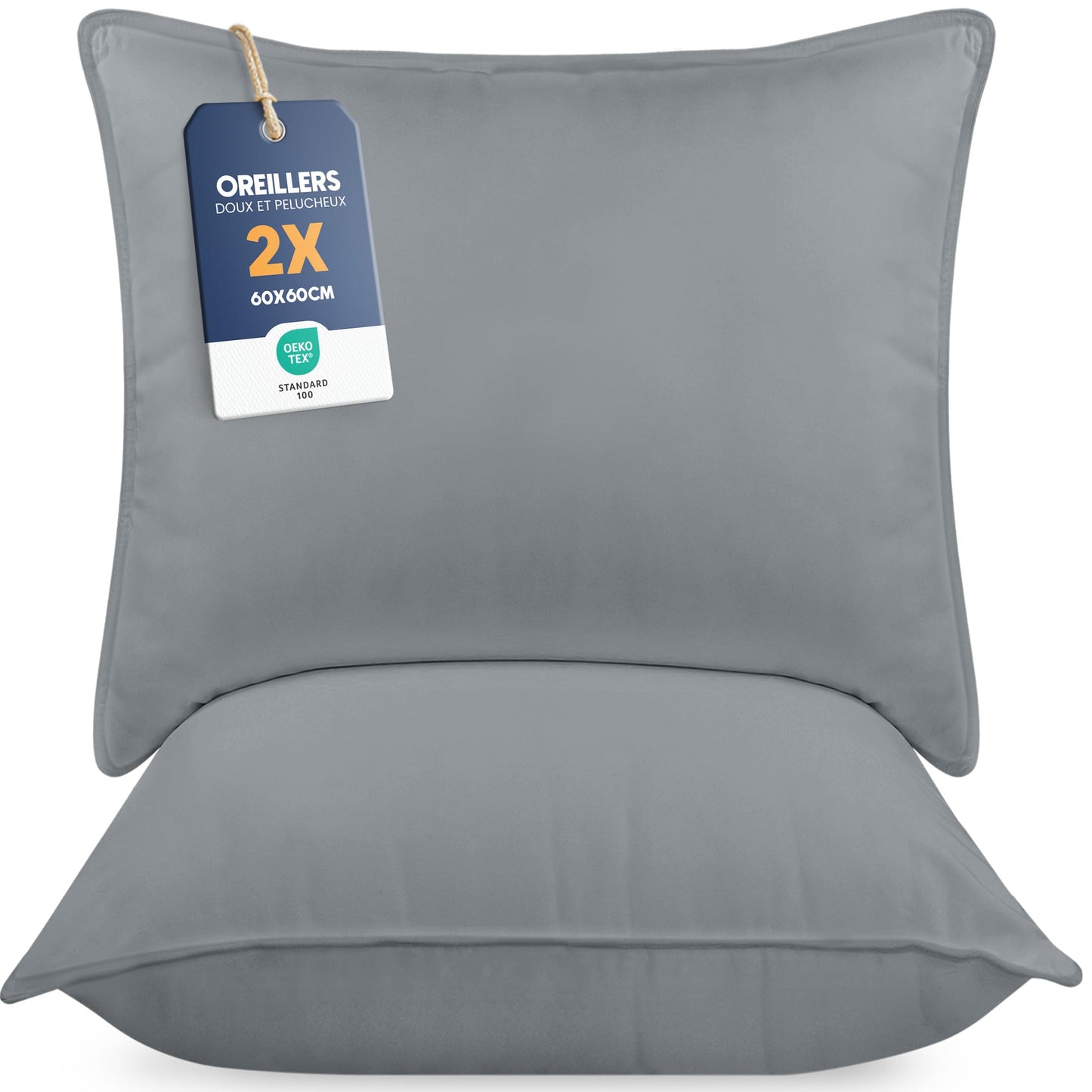Utopia Bedding Pillow (Lot de 2), 60 x 60 cm, Oreiller de Sommeil, Coussin Respirant et Doux (Blanc)