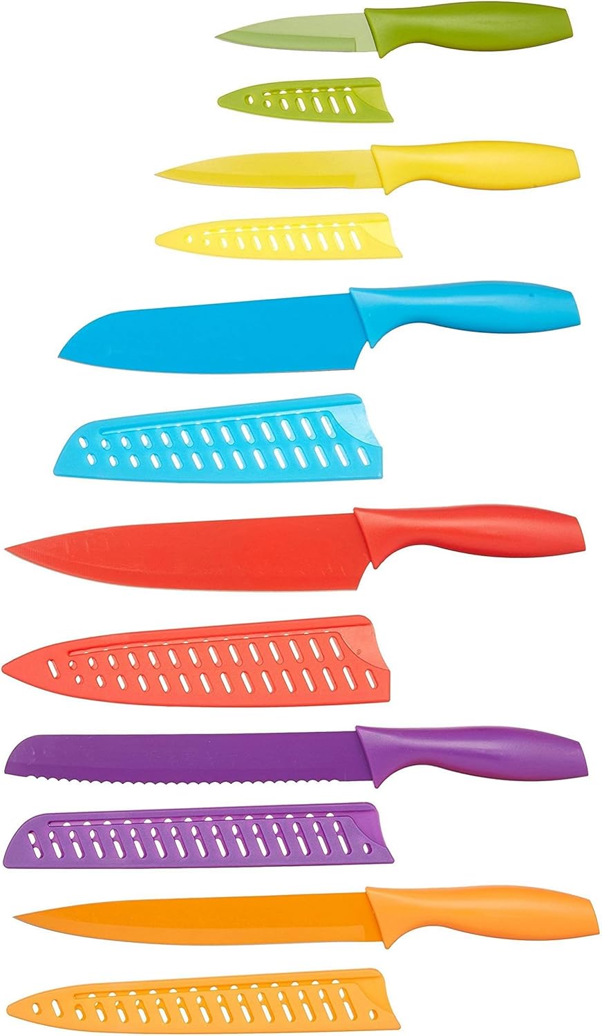 Amazon Basics Lot de Couteaux colorés 12 pièces, Multicolore
