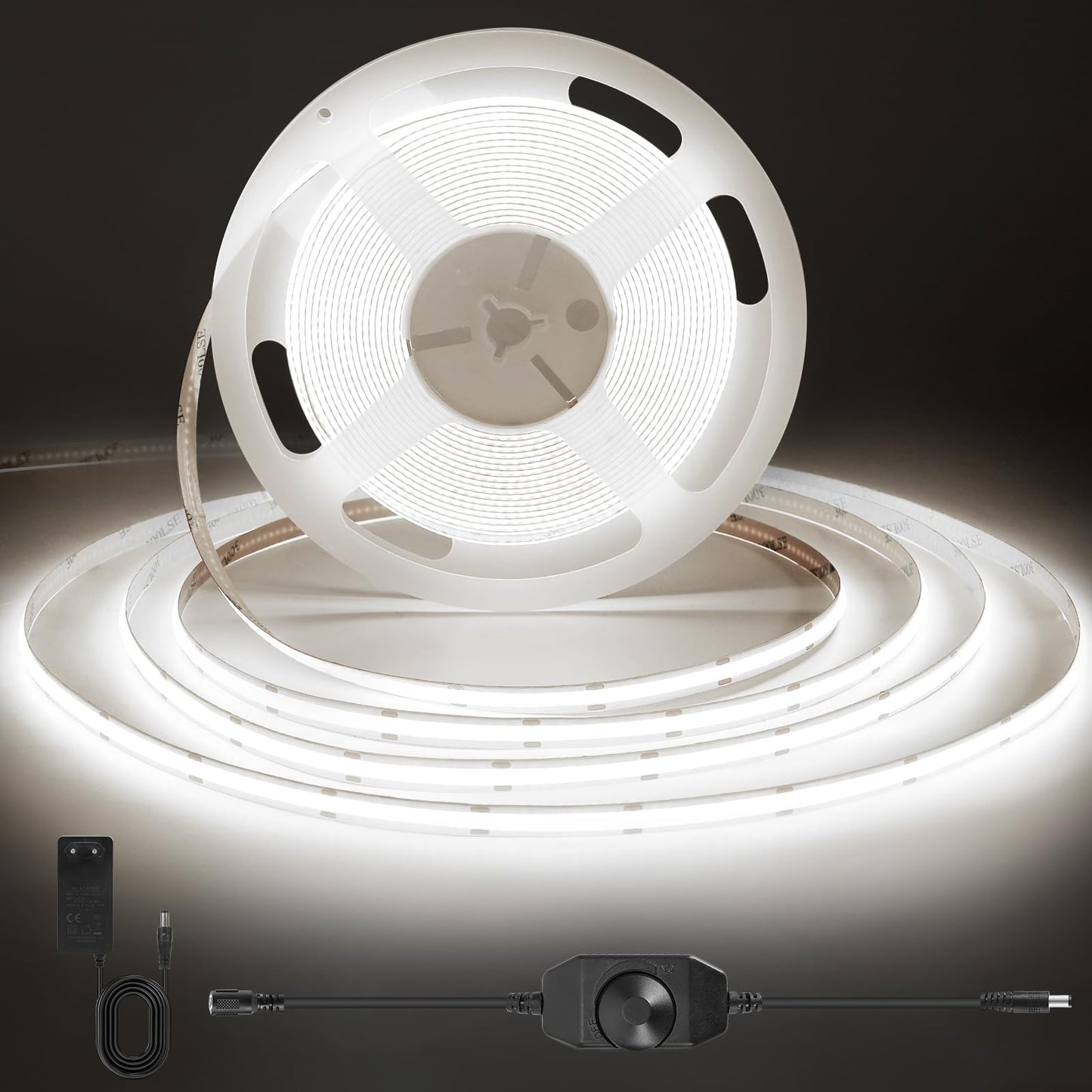 ACELUMO Ruban LED COB 5m, Ruban LED Blanc Chaud avec Smart App et Telecommande, Fonction Minuterie, Couleur Dynamique, Mode Musique pour Mural, TV, Cuisine Salon, 3000K