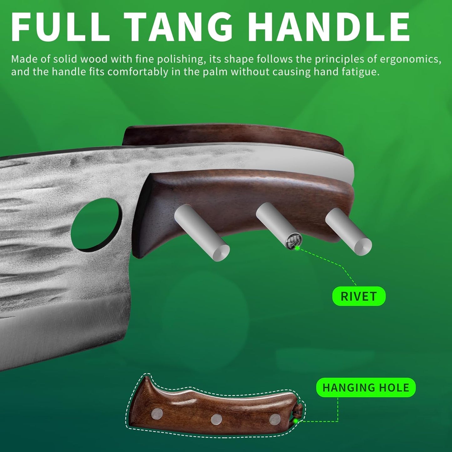 FULLHI Lot de 17 couteaux Metzger Chef comprenant fourreau en acier au carbone et couteau de cuisine complet Tang légume Cleaver Home BBQ Camping avec sac à couteaux