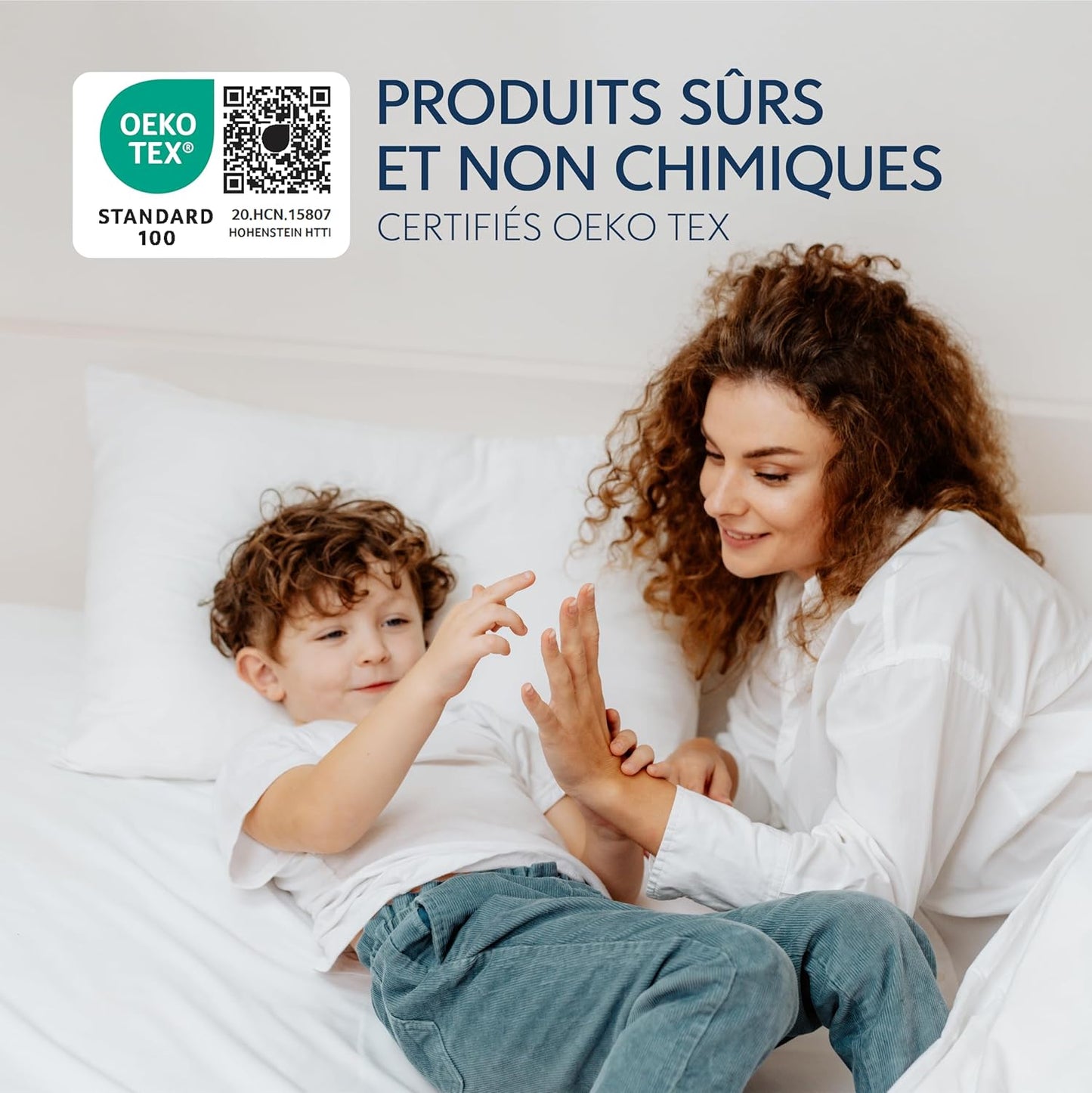 Dreamzie Drap Housse 140x190/200 cm pour Matelas Épais jusqu'à 33 cm - 100% Polyester Microfibre - Blanc Certifié sans Produits Chimiques (Oeko TEX), Drap Housse avec Élastique Complet