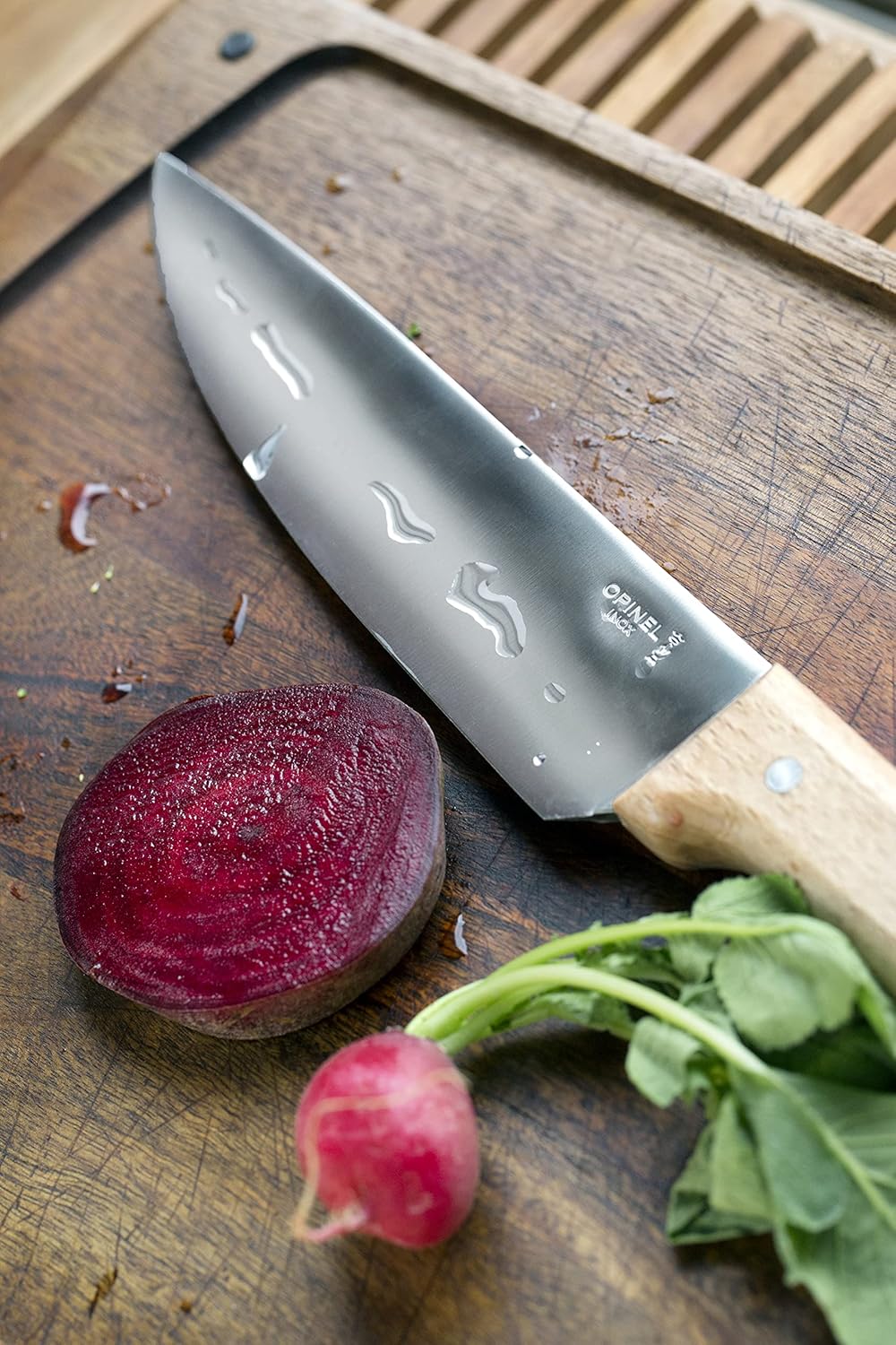 Opinel - N°118 Couteau de Chef Parallèle - Lame en Acier Inoxydable, Multifonction - Manche en Bois de Hêtre - Excellente Prise en Main - Garantie à Vie
