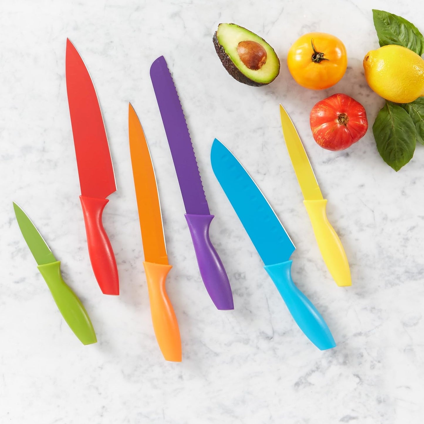 Amazon Basics Lot de Couteaux colorés 12 pièces, Multicolore