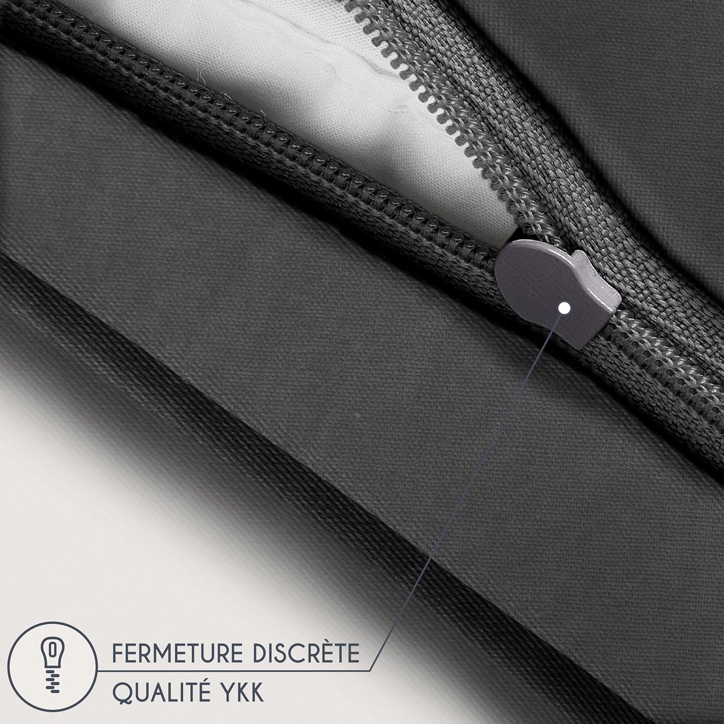 Taie Oreiller 60x60 Coton Renforcé (Set de 2) - Anthracite - Tissage serré de 57 Fils/cm² - Taie Oreiller 60 x 60 cm- Certifié Oeko Tex