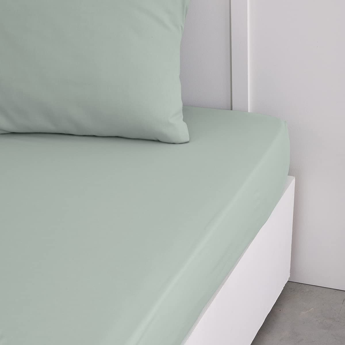 TODAY Essential - Drap Housse 140X190 cm 2 Personnes 100% Coton Uni, Acier
