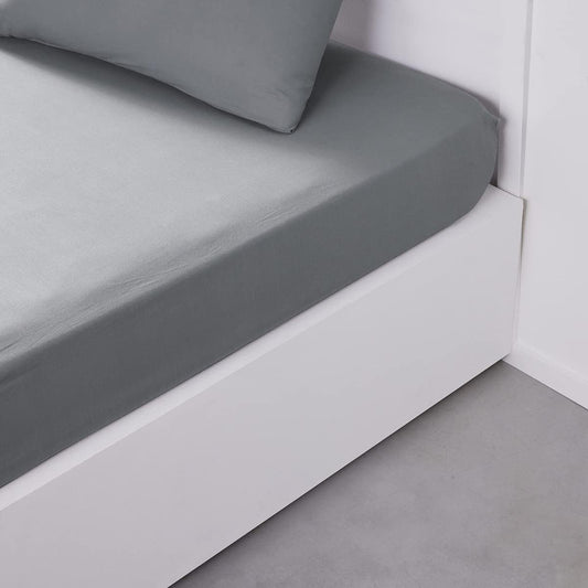 TODAY Essential - Drap Housse 140X190 cm 2 Personnes 100% Coton Uni, Acier