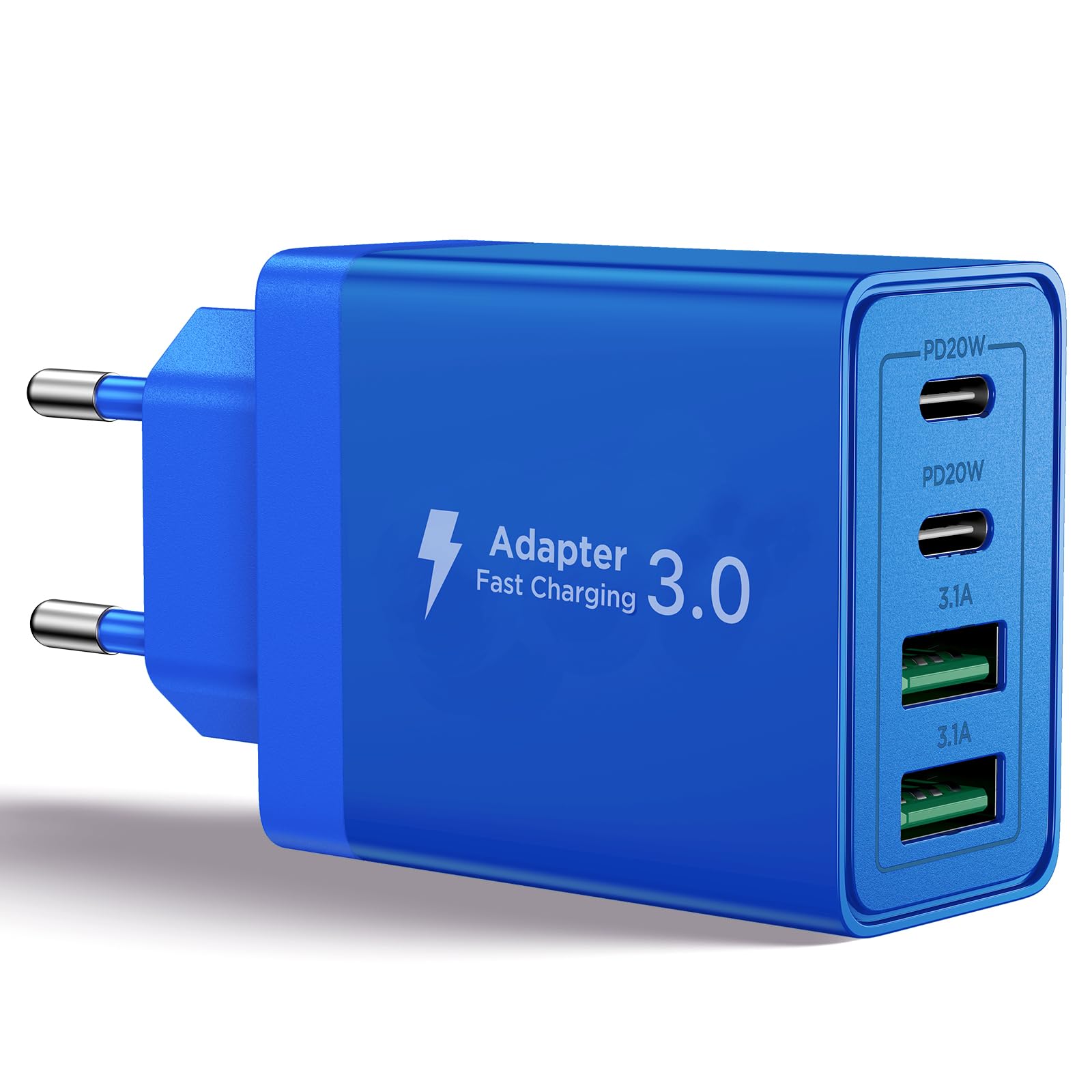 Aioneus Chargeur USB C, 40W 4 Port Prise USBC Chargeur Rapide iPhone, Multi Secteur PD+QC 3.1A Type C Adaptateur pour iPhone 16 15 14 13 12 11 Pro Max X XS XR 8 7 6S Plus Mini SE, iPad,Samsung Galaxy
