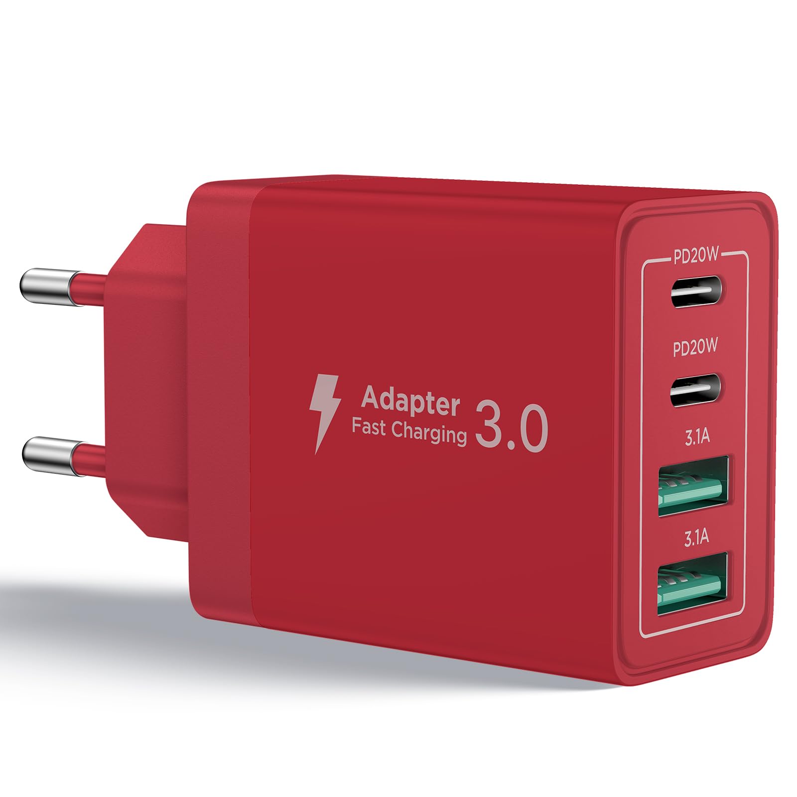 Aioneus Chargeur USB C, 40W 4 Port Prise USBC Chargeur Rapide iPhone, Multi Secteur PD+QC 3.1A Type C Adaptateur pour iPhone 16 15 14 13 12 11 Pro Max X XS XR 8 7 6S Plus Mini SE, iPad,Samsung Galaxy