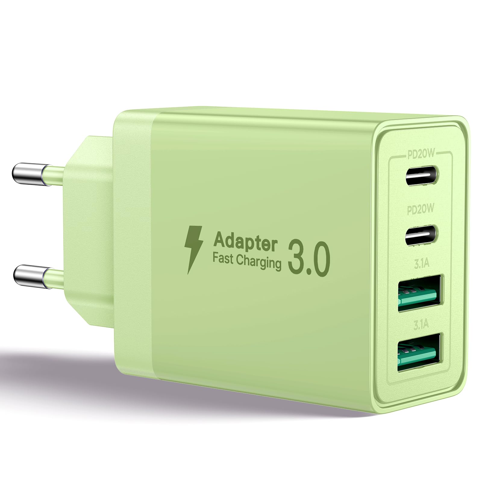 Aioneus Chargeur USB C, 40W 4 Port Prise USBC Chargeur Rapide iPhone, Multi Secteur PD+QC 3.1A Type C Adaptateur pour iPhone 16 15 14 13 12 11 Pro Max X XS XR 8 7 6S Plus Mini SE, iPad,Samsung Galaxy