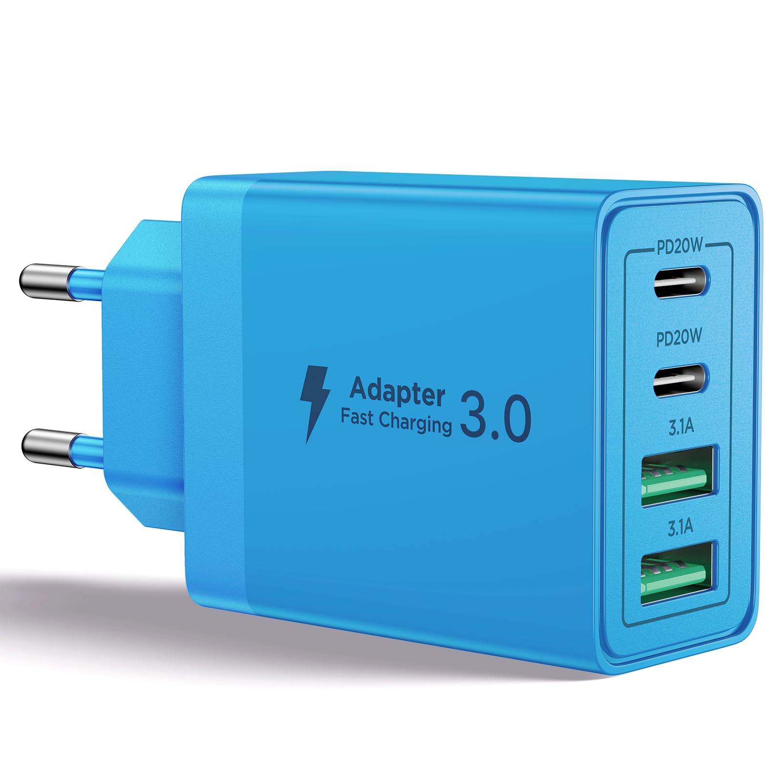 Aioneus Chargeur USB C, 40W 4 Port Prise USBC Chargeur Rapide iPhone, Multi Secteur PD+QC 3.1A Type C Adaptateur pour iPhone 16 15 14 13 12 11 Pro Max X XS XR 8 7 6S Plus Mini SE, iPad,Samsung Galaxy