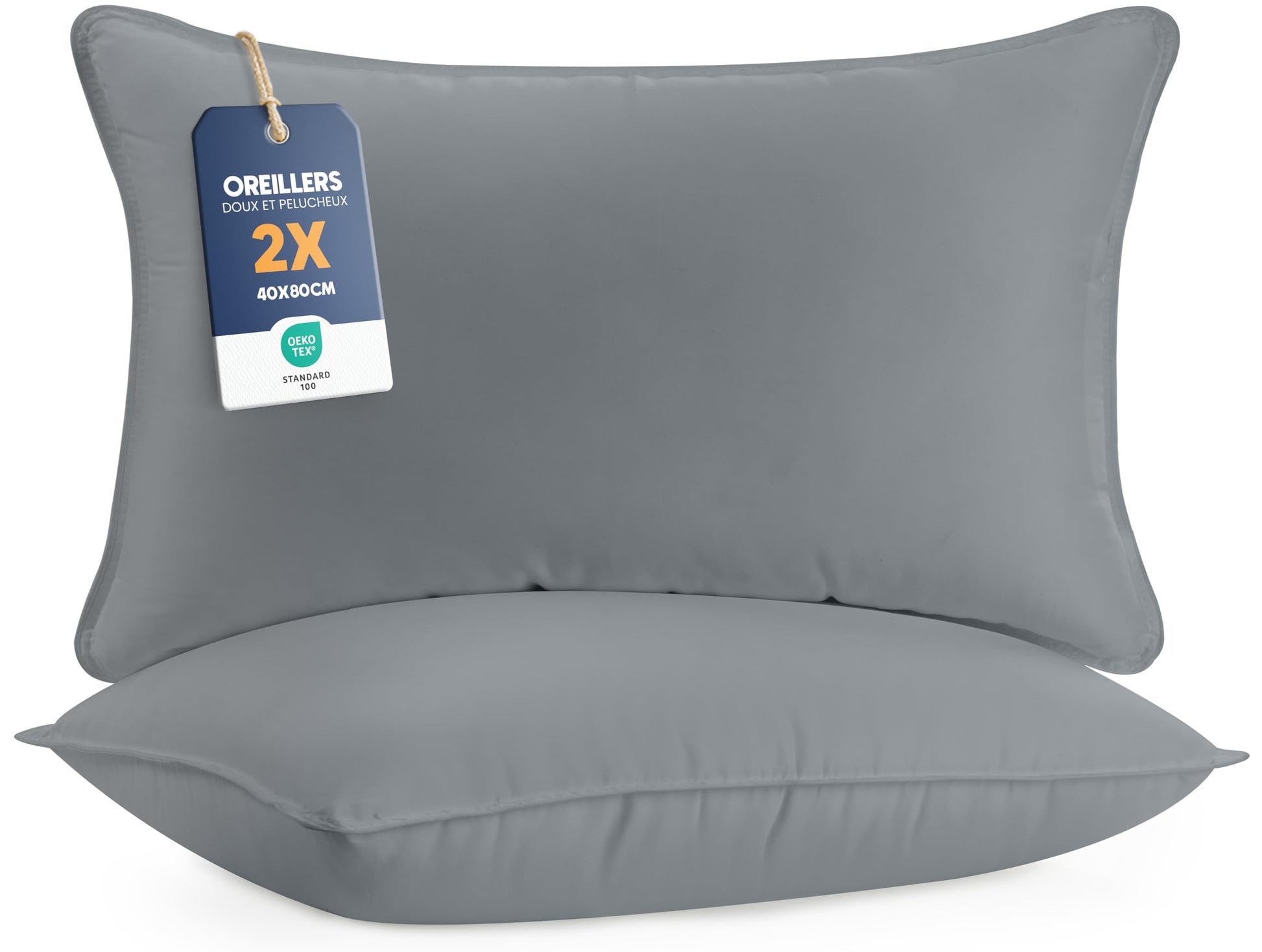 Utopia Bedding Pillow (Lot de 2), 60 x 60 cm, Oreiller de Sommeil, Coussin Respirant et Doux (Blanc)