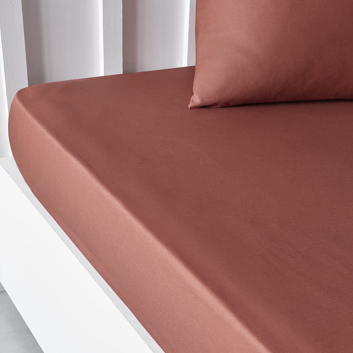 TODAY Essential - Drap Housse 140X190 cm 2 Personnes 100% Coton Uni, Acier