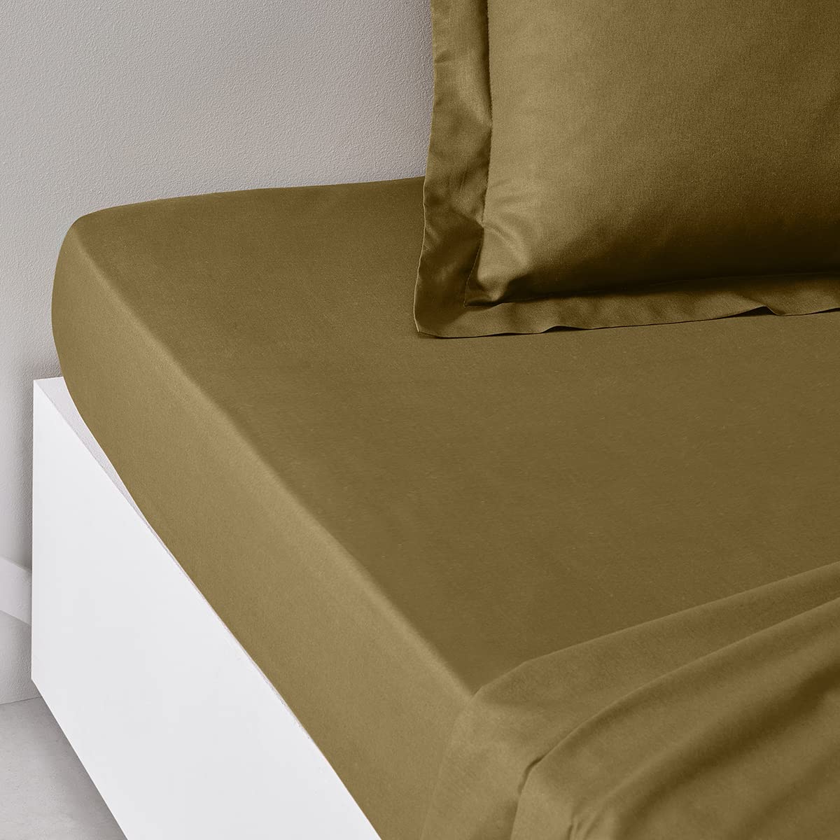 TODAY Essential - Drap Housse 140X190 cm 2 Personnes 100% Coton Uni, Acier