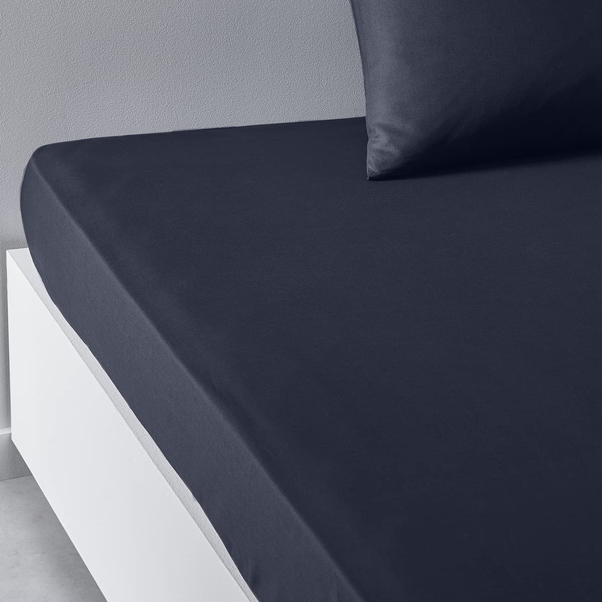 TODAY Essential - Drap Housse 140X190 cm 2 Personnes 100% Coton Uni, Acier