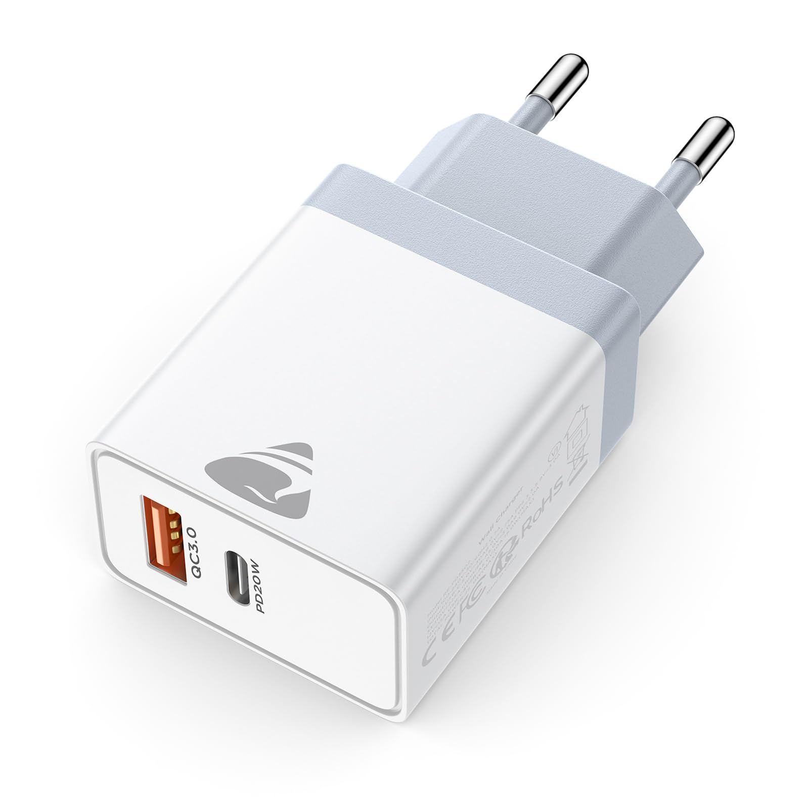 Aioneus Chargeur USB C, 40W 4 Port Prise USBC Chargeur Rapide iPhone, Multi Secteur PD+QC 3.1A Type C Adaptateur pour iPhone 16 15 14 13 12 11 Pro Max X XS XR 8 7 6S Plus Mini SE, iPad,Samsung Galaxy