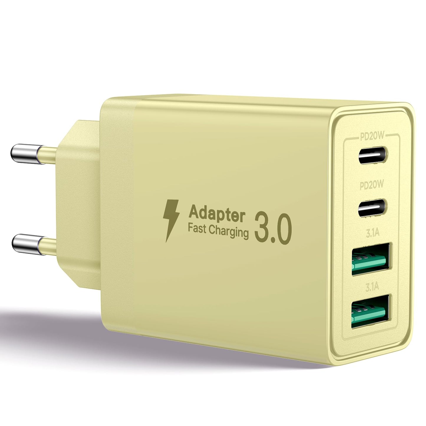 Aioneus Chargeur USB C, 40W 4 Port Prise USBC Chargeur Rapide iPhone, Multi Secteur PD+QC 3.1A Type C Adaptateur pour iPhone 16 15 14 13 12 11 Pro Max X XS XR 8 7 6S Plus Mini SE, iPad,Samsung Galaxy