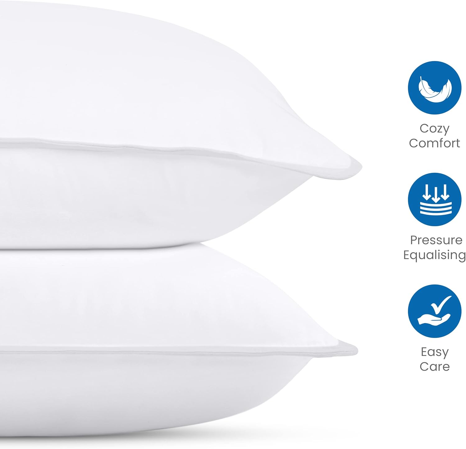 Utopia Bedding Pillow (Lot de 2), 60 x 60 cm, Oreiller de Sommeil, Coussin Respirant et Doux (Blanc)