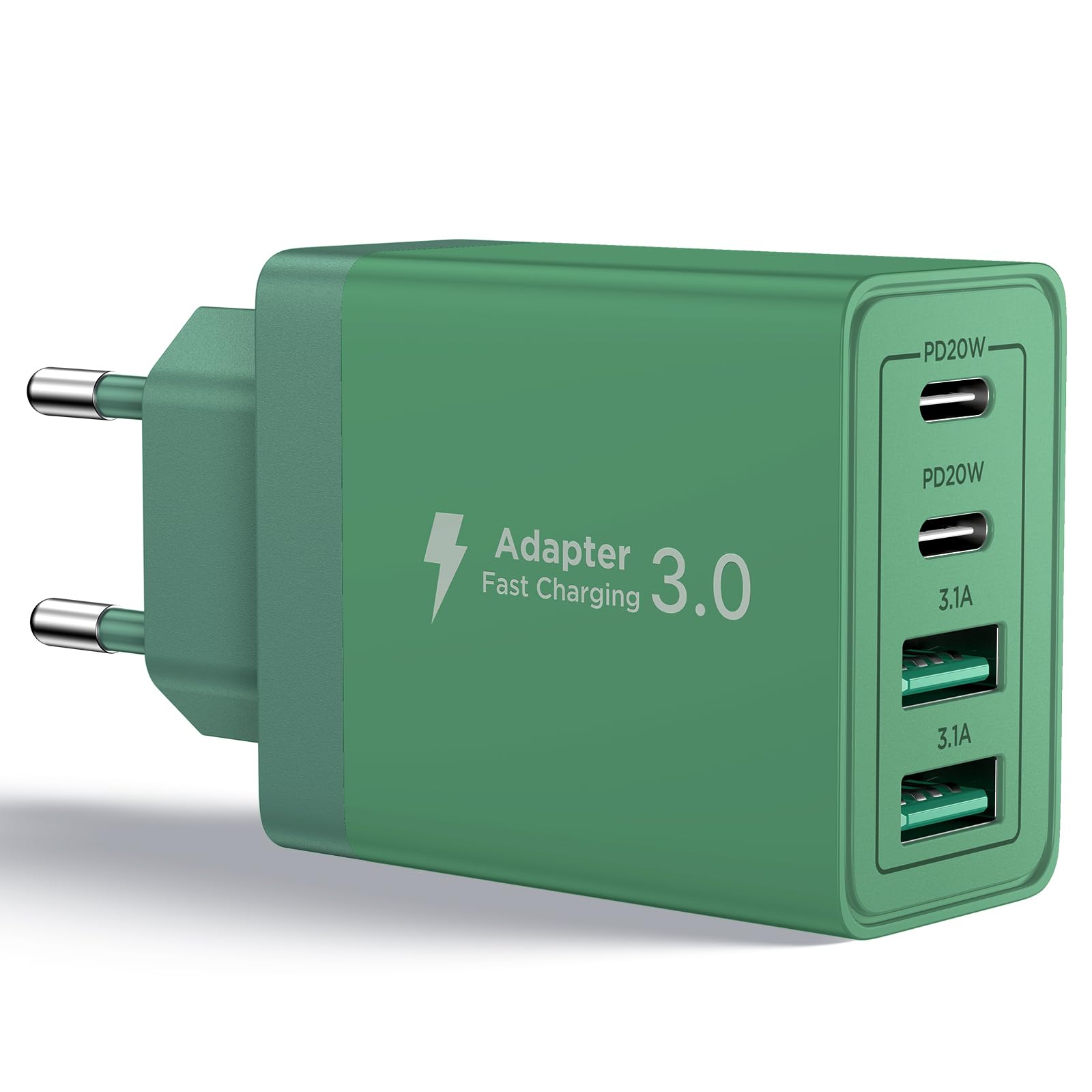 Aioneus Chargeur USB C, 40W 4 Port Prise USBC Chargeur Rapide iPhone, Multi Secteur PD+QC 3.1A Type C Adaptateur pour iPhone 16 15 14 13 12 11 Pro Max X XS XR 8 7 6S Plus Mini SE, iPad,Samsung Galaxy