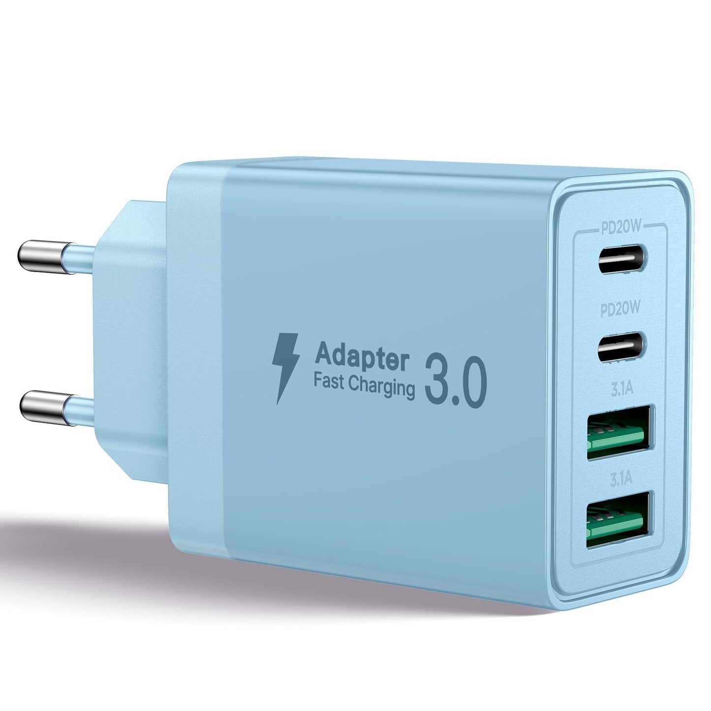 Aioneus Chargeur USB C, 40W 4 Port Prise USBC Chargeur Rapide iPhone, Multi Secteur PD+QC 3.1A Type C Adaptateur pour iPhone 16 15 14 13 12 11 Pro Max X XS XR 8 7 6S Plus Mini SE, iPad,Samsung Galaxy