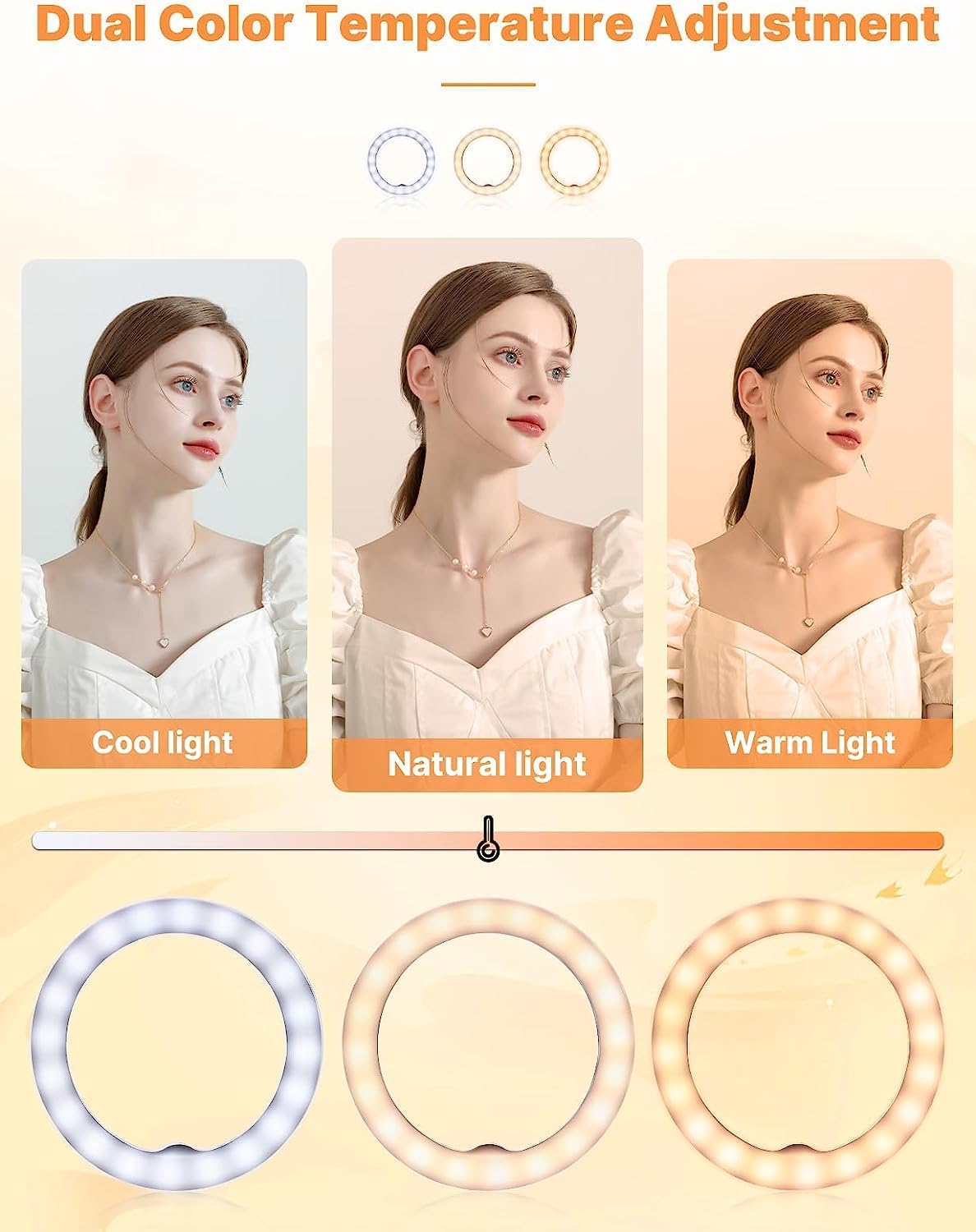 Ring Light Telephone ULANZI 4" Selfie Lumiere Photo, 3 Températures Couleur 3000K-7000K, Right Light 5 Niveaux Luminosité, Lumière Laptop für Vidéo Conférence Streaming Make-up Vlog Youtube TikTok