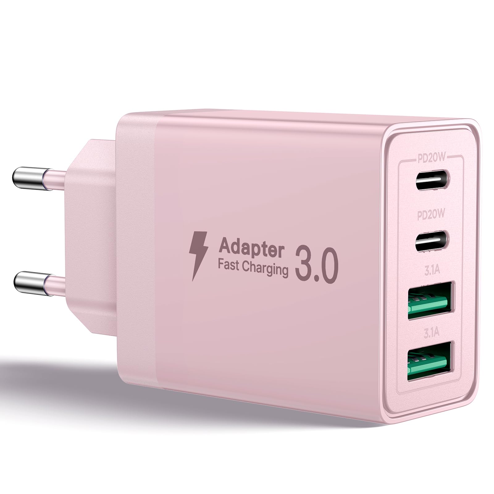 Aioneus Chargeur USB C, 40W 4 Port Prise USBC Chargeur Rapide iPhone, Multi Secteur PD+QC 3.1A Type C Adaptateur pour iPhone 16 15 14 13 12 11 Pro Max X XS XR 8 7 6S Plus Mini SE, iPad,Samsung Galaxy