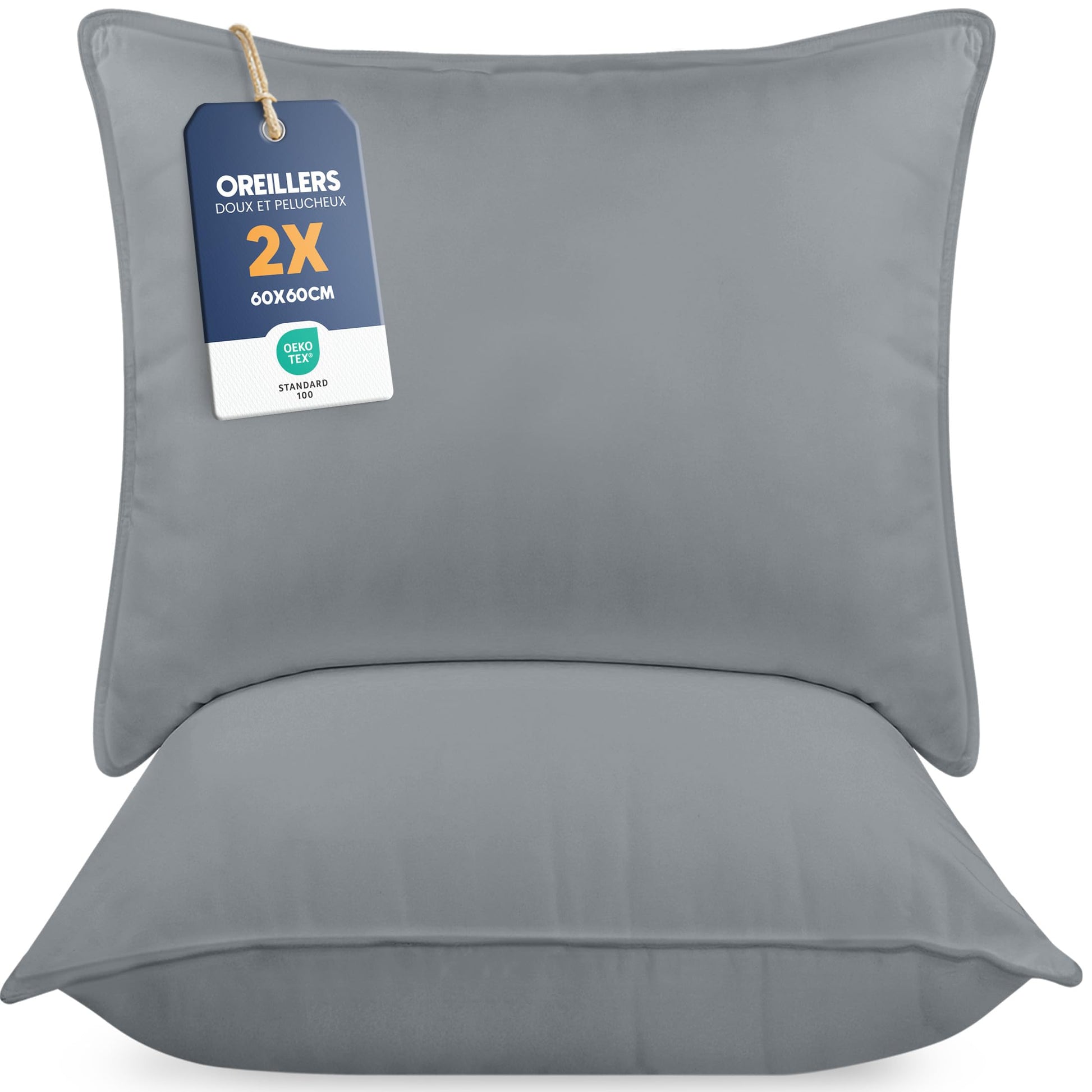 Utopia Bedding Pillow (Lot de 2), 60 x 60 cm, Oreiller de Sommeil, Coussin Respirant et Doux (Blanc)