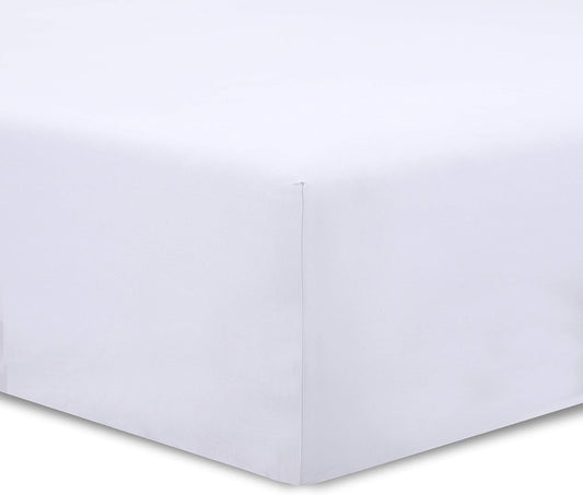 VISION - Drap Housse 140 x 190 cm - Coloris: Blanc - 100% Coton: 57 Fils - 4 Coins élastiques