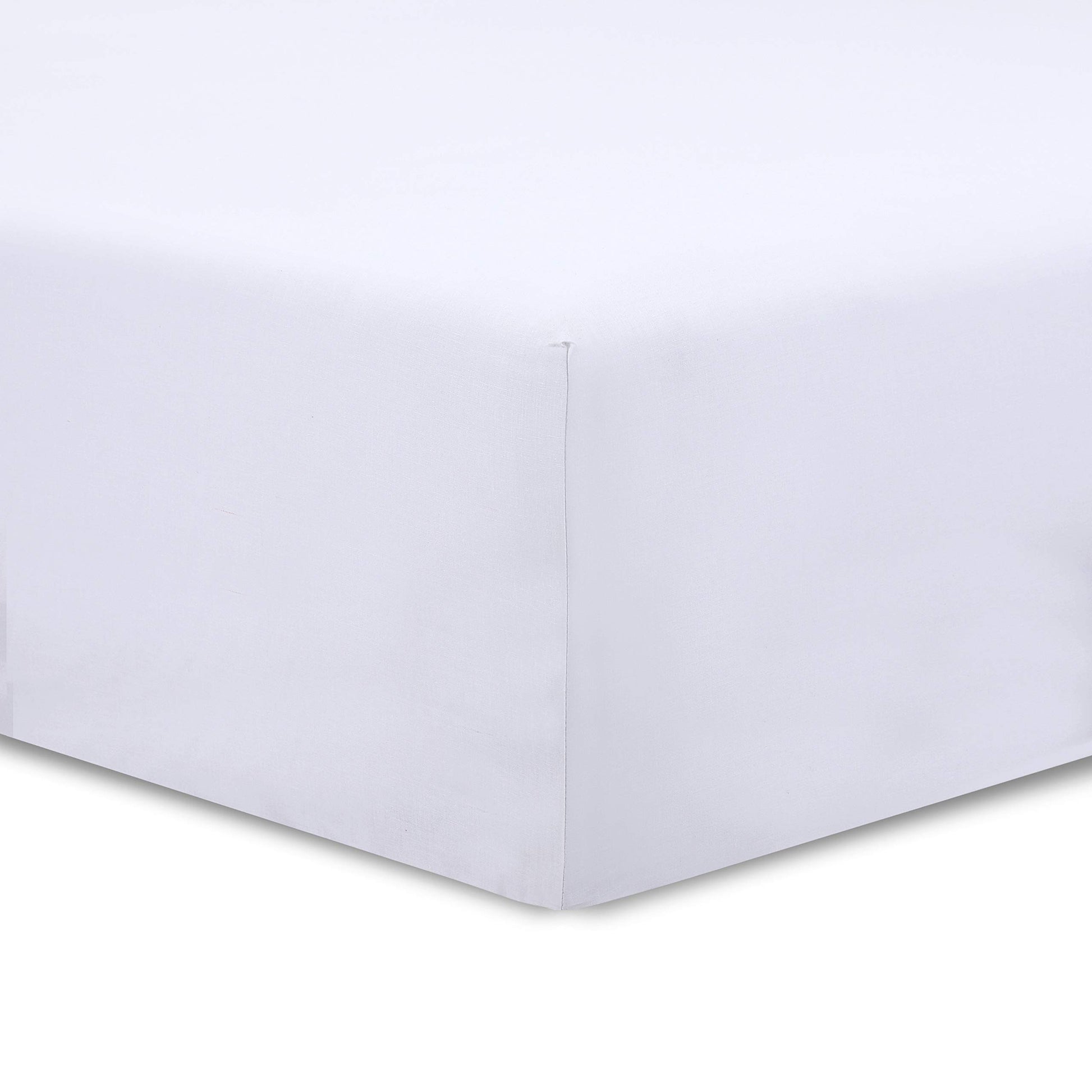 VISION - Drap Housse 140 x 190 cm - Coloris: Blanc - 100% Coton: 57 Fils - 4 Coins élastiques
