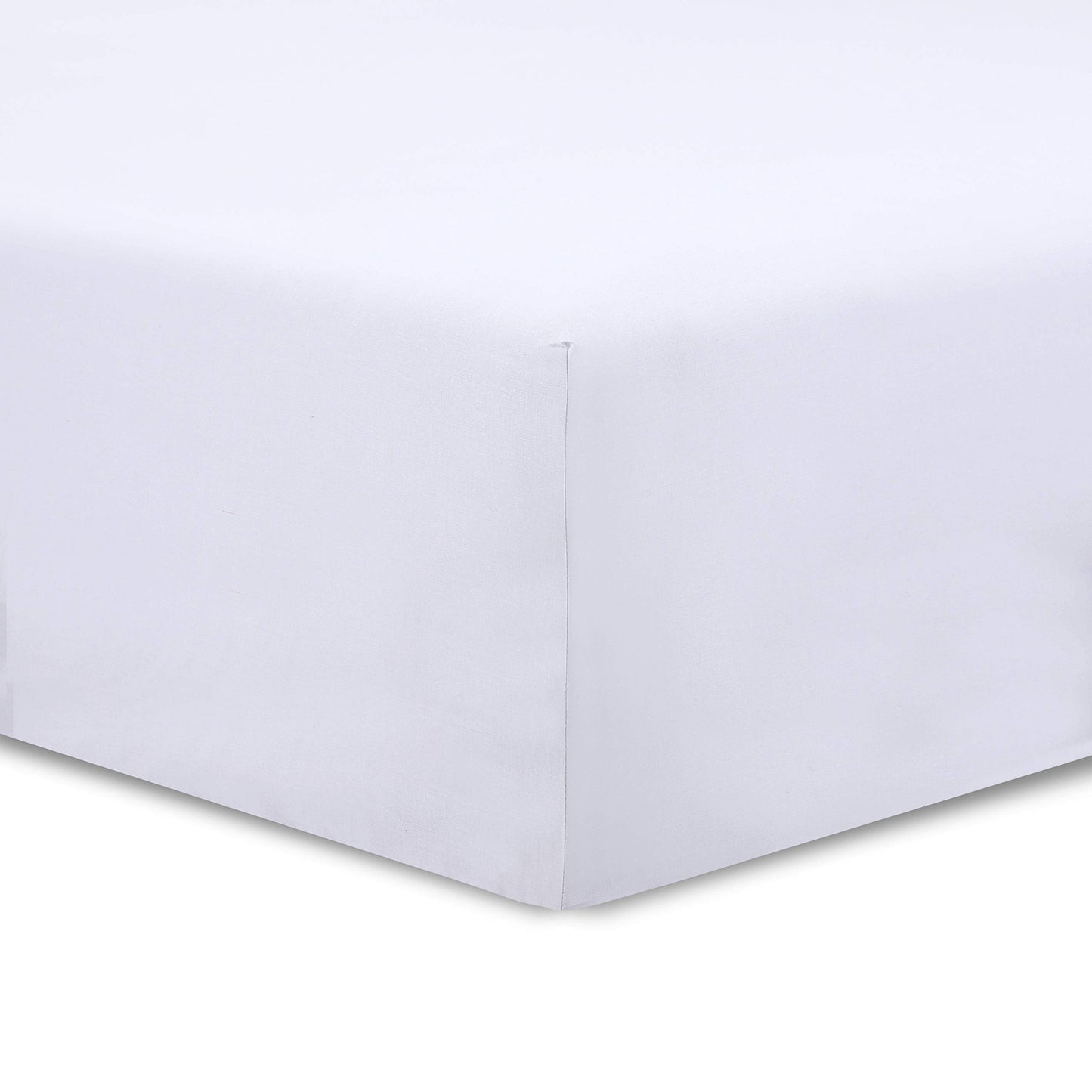 VISION - Drap Housse 140 x 190 cm - Coloris: Blanc - 100% Coton: 57 Fils - 4 Coins élastiques