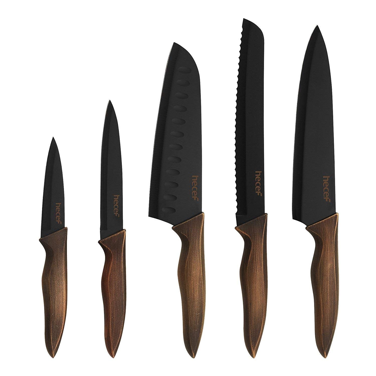 hecef Set de 3 Couteaux de Cuisine Professionnels en Acier Inoxydable – Set Couteau Cuisine inclure Couteau de Chef, Utilitaire, d’Office, Manche Ergonomique, Série Rétro