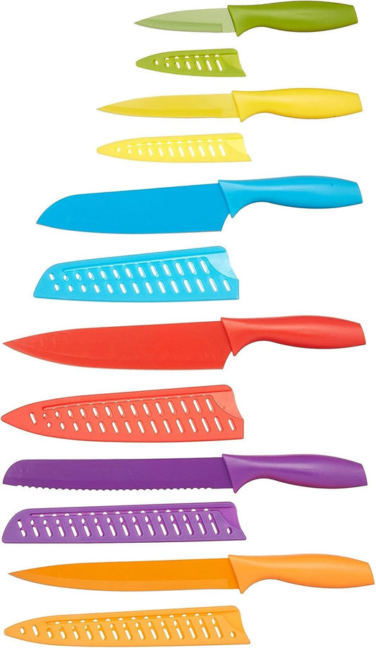 Amazon Basics Lot de Couteaux colorés 12 pièces, Multicolore