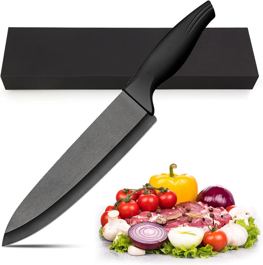 LinStyle Couteau Ceramique, 18 cm Lame Céramique Couteau Cuisine, Couteau de Chef avec Manche Ergonomique, Couteaux et Ustensiles de Cuisine pour Couper Fruits Légumes Viande, Noir