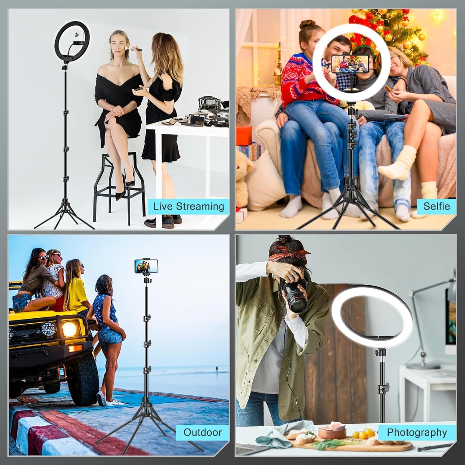 11.5" Ring Light Professionnel avec Trépied Grand, [Mise à Niveau] 1m77/69.5" Trepied Smartphone Anneau Lumineux, Selfie LED Anneau Lumière pour Maquillage