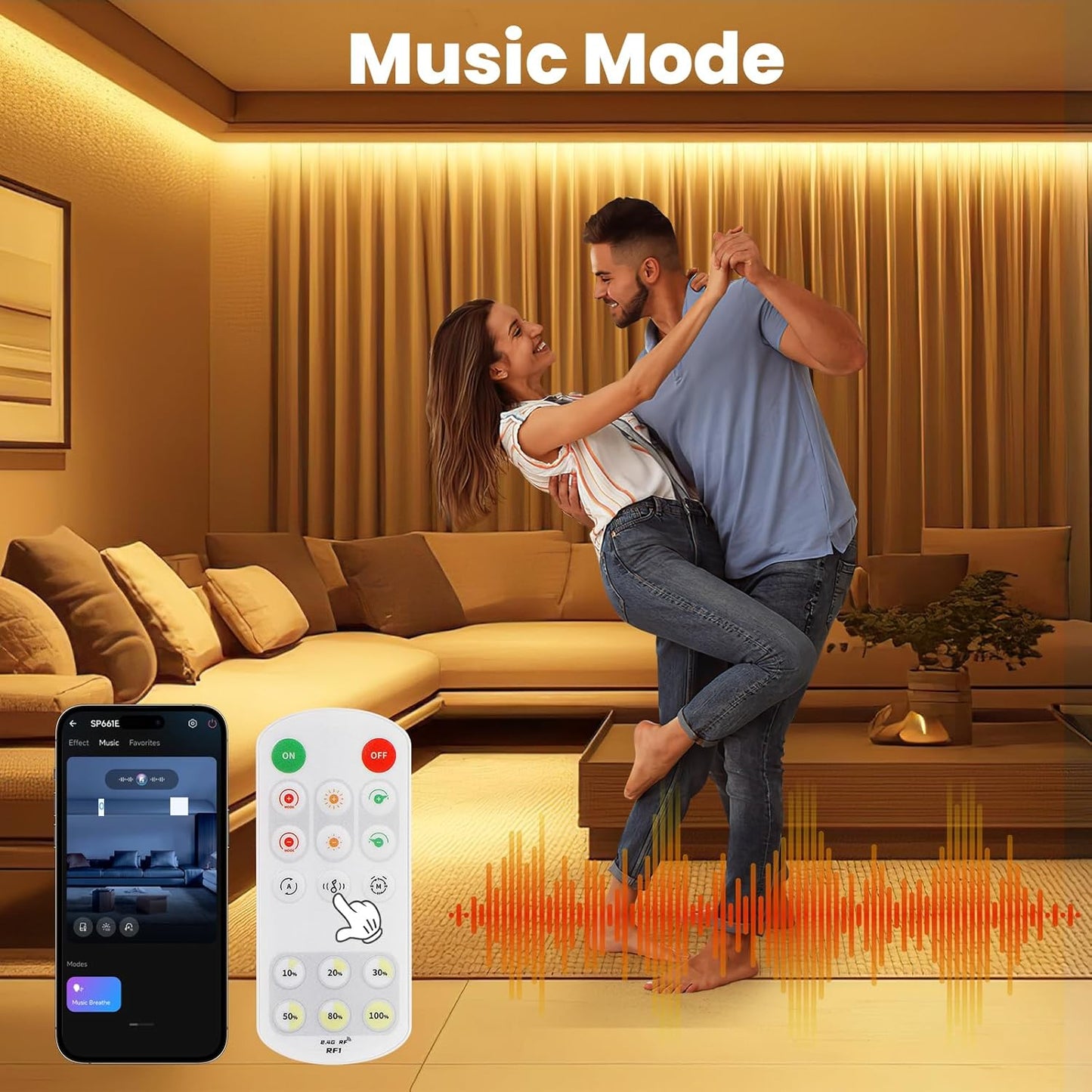 ACELUMO Ruban LED COB 5m, Ruban LED Blanc Chaud avec Smart App et Telecommande, Fonction Minuterie, Couleur Dynamique, Mode Musique pour Mural, TV, Cuisine Salon, 3000K