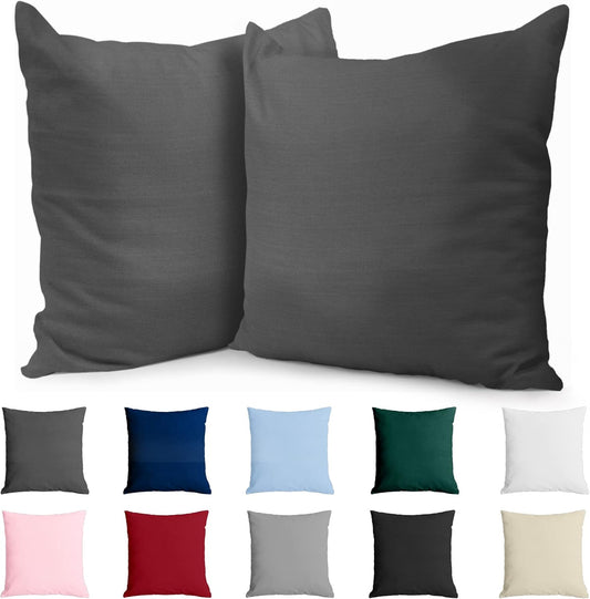 Taie Oreiller 60x60 Coton Renforcé (Set de 2) - Anthracite - Tissage serré de 57 Fils/cm² - Taie Oreiller 60 x 60 cm- Certifié Oeko Tex