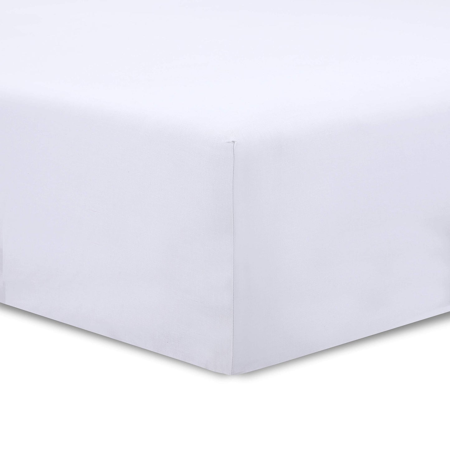 VISION - Drap Housse 140 x 190 cm - Coloris: Blanc - 100% Coton: 57 Fils - 4 Coins élastiques
