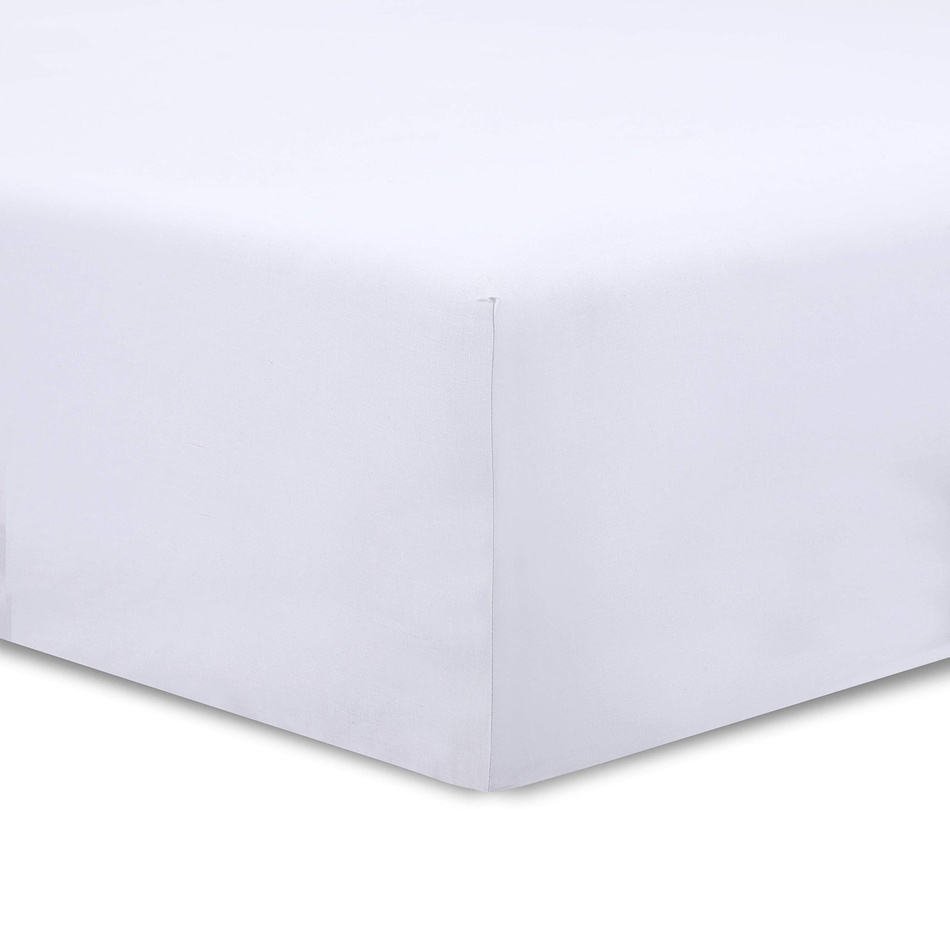 VISION - Drap Housse 140 x 190 cm - Coloris: Blanc - 100% Coton: 57 Fils - 4 Coins élastiques
