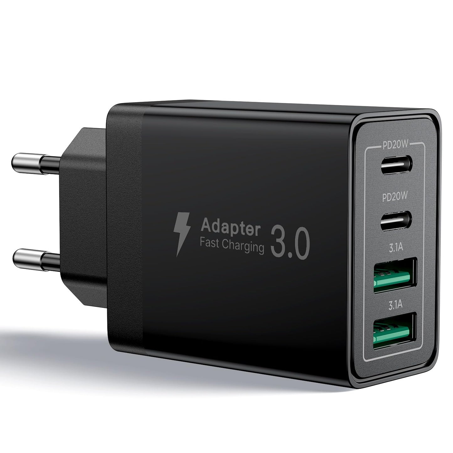 Aioneus Chargeur USB C, 40W 4 Port Prise USBC Chargeur Rapide iPhone, Multi Secteur PD+QC 3.1A Type C Adaptateur pour iPhone 16 15 14 13 12 11 Pro Max X XS XR 8 7 6S Plus Mini SE, iPad,Samsung Galaxy