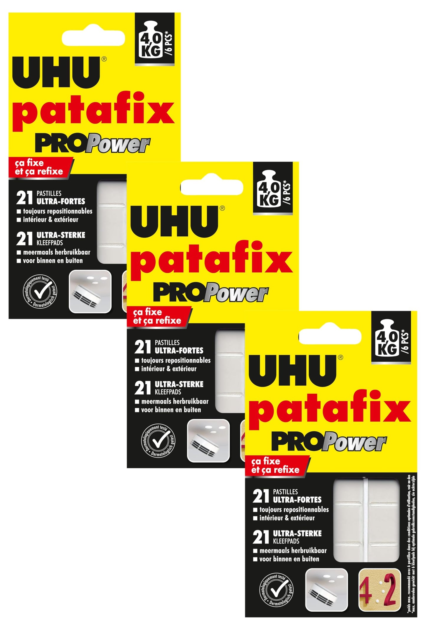 UHU Patafix Déco - pastilles adhésives prédécoupées, pâte à fixer, super-fortes (Jusqu'à 2 kg), repositionnables, blanche, 32 pastilles