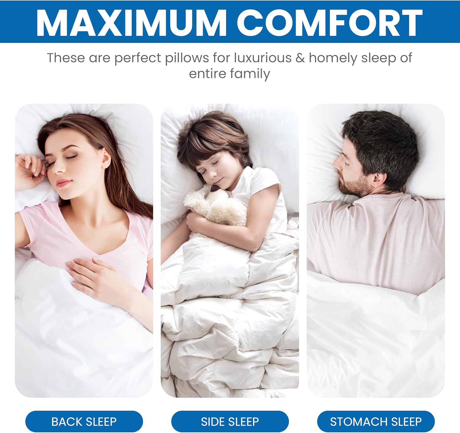 Utopia Bedding Pillow (Lot de 2), 60 x 60 cm, Oreiller de Sommeil, Coussin Respirant et Doux (Blanc)