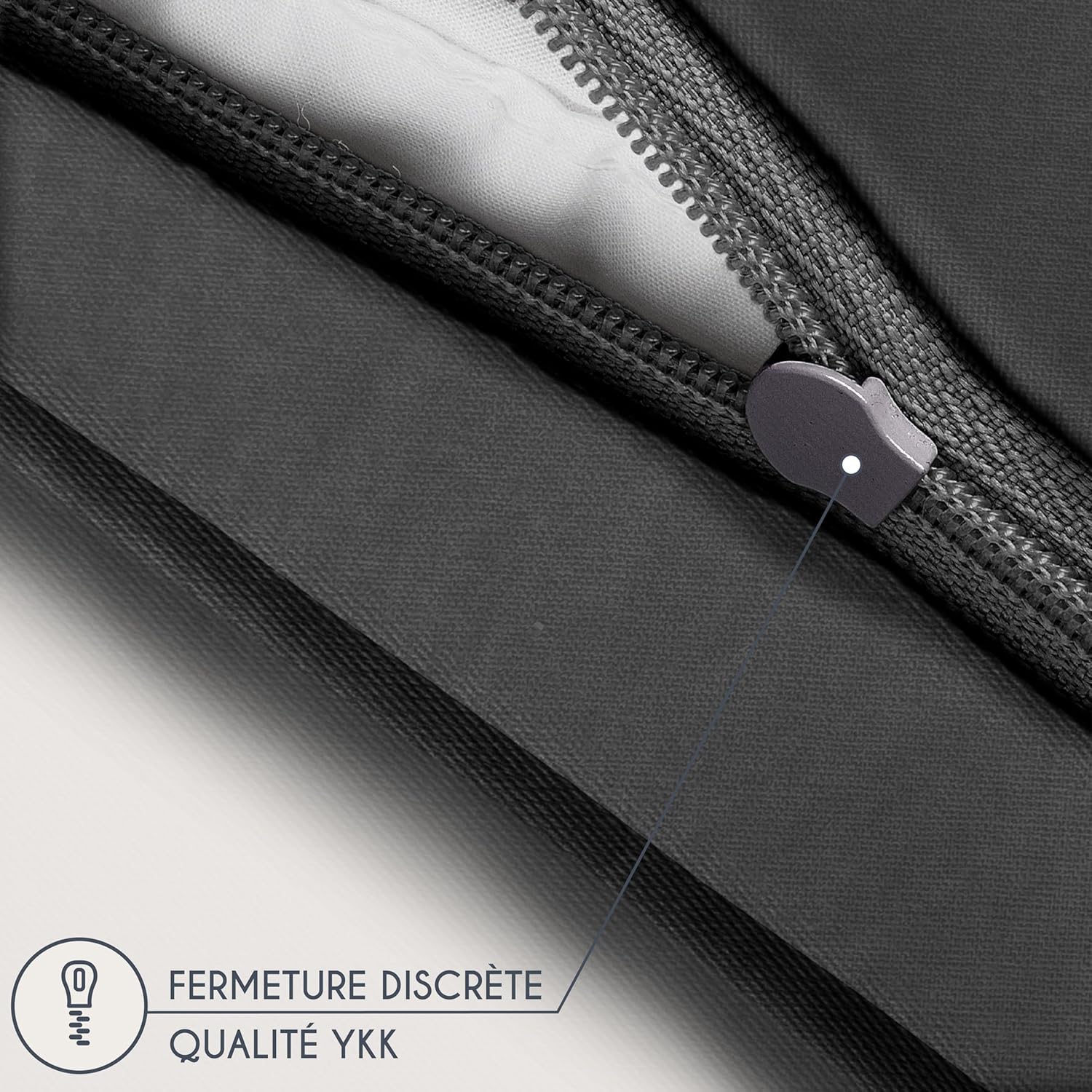 Taie Oreiller 60x60 Coton Renforcé (Set de 2) - Anthracite - Tissage serré de 57 Fils/cm² - Taie Oreiller 60 x 60 cm- Certifié Oeko Tex